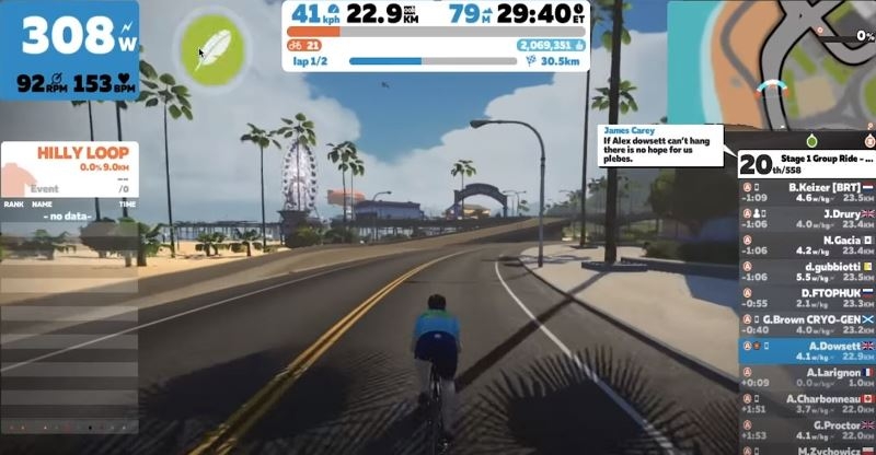 Алекс Даусетт о первом опыте участия в гонках на платформе Zwift